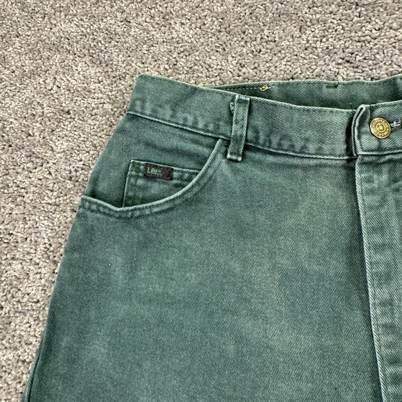 Vintage Lee Jeans Womens 16 Short Green High Rise Tapered Denim Medium Wash USA - Picture 6 of 13